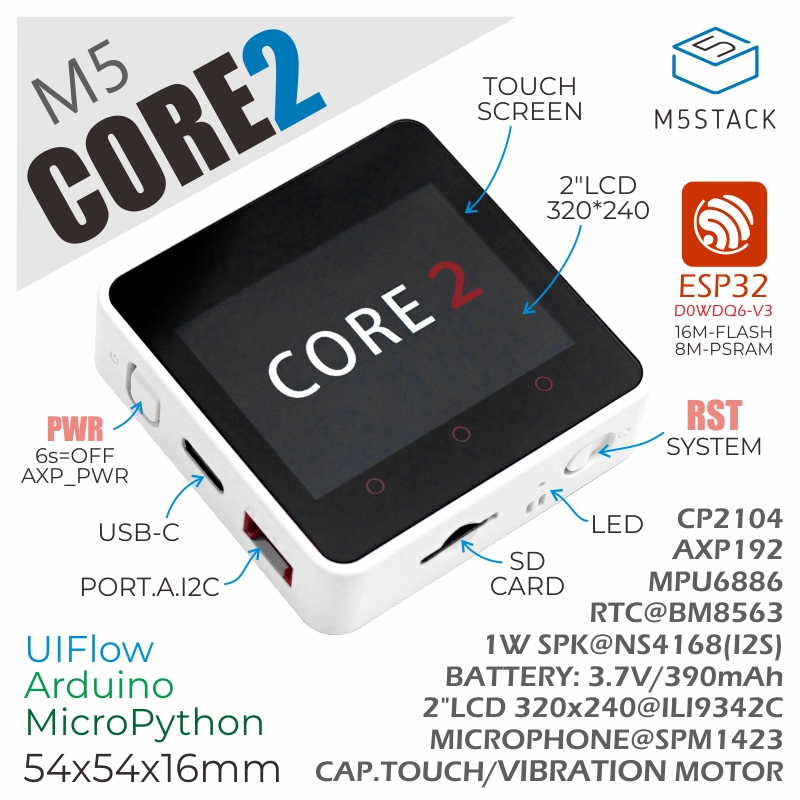 Kit de développement IoT M5Sta - M5Stack Core2 avis et prix